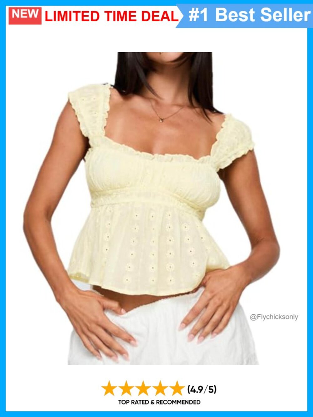Babydoll Peplum Tank Top Ruffle Eyelet Lace Embroidered Crop Blouse